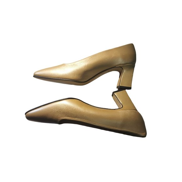 Proxy Shoes Womens Size 8 Platino Leather B Champaign Gold Toned Square Made In - Picture 10 of 10